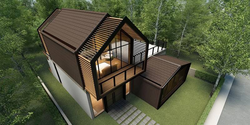 Natural style house, high angle